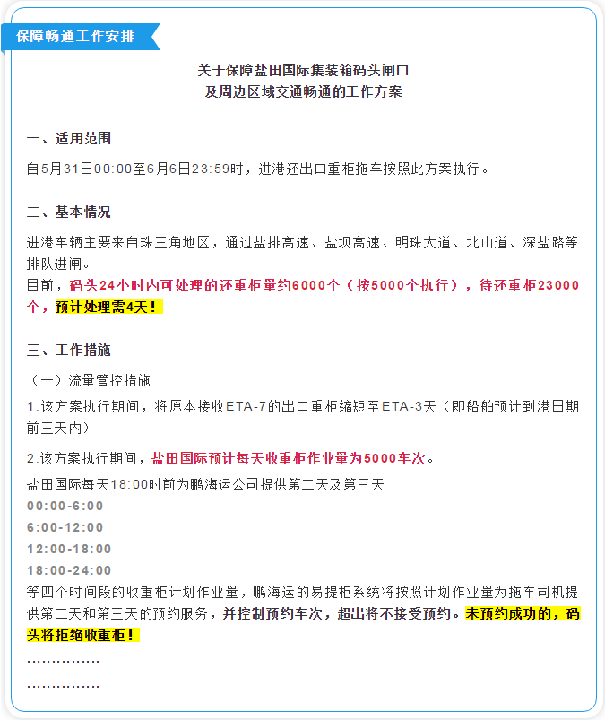 警告：鹽田港面臨嚴(yán)重?fù)矶拢￠_閘后安排出爐！船公司采取緊急措施