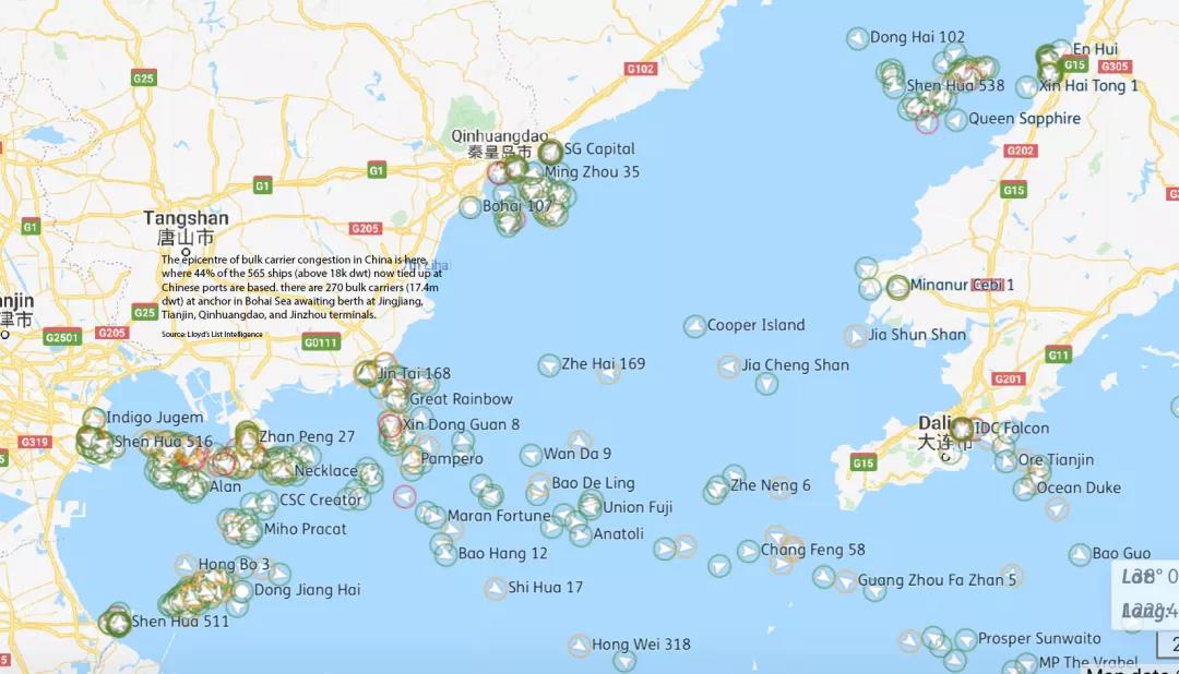 堵！我國沿海錨地, 共追蹤到599艘散貨船