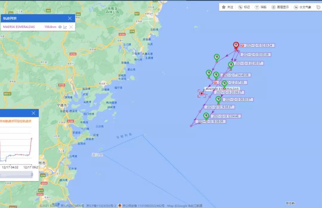 1號廈門離港，已過16天，馬士基這艘1.3萬箱大船為何在福建海域“轉(zhuǎn)圈圈”？